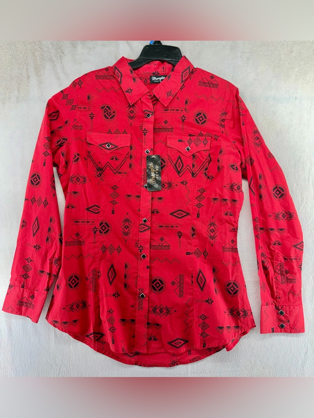 Wrangler Red Long-Sleeve Aztec Print Button-Down Shirt